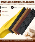 90Pc Micro Detail Sander Kit 3In1 Mini Block With 60–400 Grit Sandpaper for Wood, yellow block with assorted sandpapers