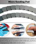 54 Pack Soft Touch Sanding Pads 2x2 Mesh Grit Pads 320 To 3500 for plastic finishing, showcasing pad arrangement and usage examples.