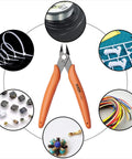 Micro Wire Cutter Pliers Precision Flush Cutter For Jewelry Making 5 Inch Zip Tie Nippers displayed with various cut materials