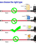 Add-A-Circuit Micro2 Fuse Tap Kit With 4 Fuse Tap Holders And 6 Micro2 Fuses 5A 10A 15A Plus Fuse Puller And Wire Harness For 12V To 24V Automotive Electrical System Easy Piggyback Power Tapping diagram with measurements