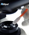 Using lint free lab swabs 4.8 inch with double layer knitted microfiber heads 12 mm wide for cleanroom use on microscope lens