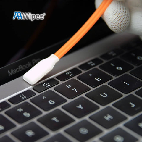 Lint Free 4.92 Inch Long Microfiber Swabs With Large Square Head 13.5 Mm 0.53 Inch Orange Polyester Cleanroom Quality 100 Pack For Electronics Optics Medical And General Cleaning AAwipes A5125A cleaning laptop keyboard