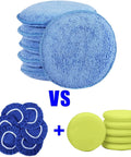 Microfiber Wax Applicator Pads For Car Detailing 5 Inch Foam Buffing Pads With Built In Sponge 6 Pack in blue and yellow