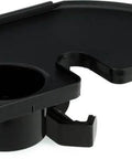 Microphone Stand Accessory Tray With Drink Holder And Guitar Pick Tab For Easy Access During Performances, 12 By 7 Inches, Fits Stands Up To 1.38 Inches Diameter, black tray close-up