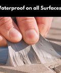 Applying Ultra Strong MicroSealant Roof Tape for instant leak repair on roof surfaces, showing waterproof and UV resistant seal.
