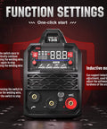 Front view of Dual Voltage 110V 220V MIG Welder With Large LED Display showing function settings and 2T 4T modes.