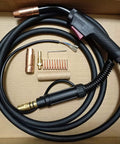 MIG Welding Gun And Torch 10 Foot 150 Amp Replacement For Lincoln Weld Pak with connectors and accessories displayed in box