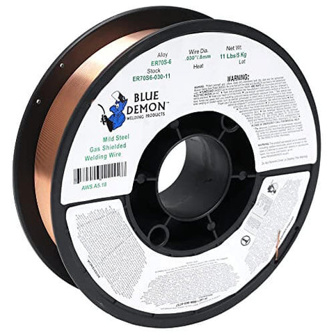 All Position MIG Wire ER70S6 0.030 Dia For Carbon Steel With Low Spatter, Porosity Free Welds, 11 LB Spool Blue Demon