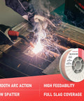 ER70S-6 MIG Wire Solid Carbon Steel.035 Inch 10 Lb Spool welding demonstration with sparks and product spool image