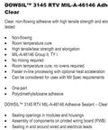 Image showing clear, non-flowing adhesive details for Mil-Spec Clear RTV Silicone Adhesive Sealant, Mil-A-46146 Group II TY I.