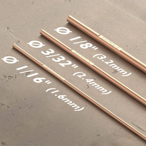 ER70S-6 Mild Steel TIG Filler Rod Copper Coated 3 32nd Inch Diameter in comparison with other sizes