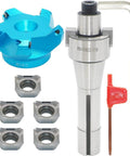 Pro Grade 3.15 Inch Face Milling Cutter Set Aluminum KM12 80mm CNC End Milling Cutter Holder With R8 FMB22 Shank Arbor And 5 SEHT1204 Carbide Inserts Plus 8mm Hex Wrench And T20 Wrench For Metalworking Machines