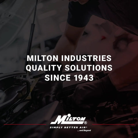 Milton automotive air tools banner featuring Milton logo and Simply Better Air slogan