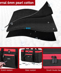Milwaukee Air Compressor Bag interior layers showing 6mm pearl cotton, close-up of rugged tear-resistant material and zippers.
