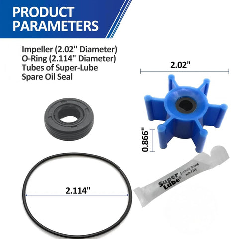Polyurethane Impeller and O Ring Replacement Kit for Milwaukee M18 Transfer Pumps Replaces 49-16-2771 Direct Fit shown with components
