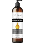 Food Grade Mineral Oil 70 Viscosity NF USP Grade 8 Fl Oz bottle front view with label and dispensing pump made in the USA