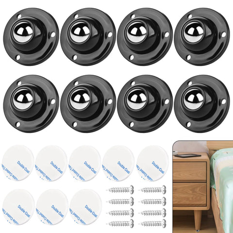 8 Pack Mini Adhesive Caster Wheels 3/4 Inch Self Adhesive Swivel Casters With 360 Degree Rotation Durable ABS Construction Load Capacity 55 Lbs For Kitchen Appliances Small Furniture And Containers