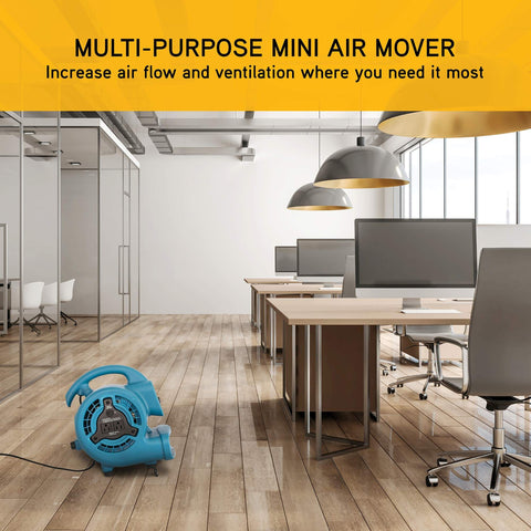 Mini Mighty 138 W Air Mover Delivers 600 CFM Centrifugal Power For Fast Carpet Drying Floors And More in an office space