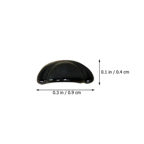 Single miniature alloy knob for dollhouse cabinet, 0.3 in wide, shown with size dimensions, thirty pcs miniature alloy knobs for dollhouse cabinets and drawers one twelfth scale tiny drawer pulls for mini furniture and crafts realistic hardware with smooth edges and no burrs.