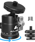 Mini Ball Head For Tripods With 360 Degree Panoramic Rotation And 135 Degree Tilt Universal 1/4 Inch To 3/8 Inch Screw Adapter