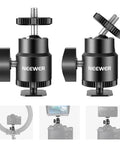 Mini Ball Head With Cold Shoe And One Quarter Inch Screw Pack Of Two for Cameras and Accessories 360 Degree Swivel and 90 Degree Tilt