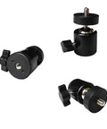 Three Pack Mini Ball Head Mounts With 1/4 Inch Thread For Universal Fit, 360 Degree Swivel Rotation, Compact Camera Tripod Accessory