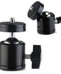 Two Pack Quarter Inch Swivel Mini Ball Head Tripod Mount For Cameras And Accessories, 360 Degree Rotating Base Close-up View