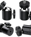 Quarter Inch Mini Ball Head Tripod Mount 3 Pack With 360 Degree Rotating Panoramic Base Adapters for DSLR Cameras and Camcorders