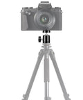 Camera on tripod with Six Pack Mini Universal Ball Heads For Tripods And Mounts With One Quarter Inch Thread 360 Degree Rotation