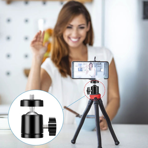 Tripod with smartphone using Six Pack Mini Universal Ball Heads For Tripods And Mounts With One Quarter Inch Thread 360 Degree Rotation