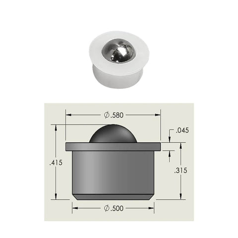 20 Pieces Mini Ball Transfer Bearings 1/3 Inch Nylon Cup with Stainless Steel Ball for Tables Conveyors Furniture and Wheelchairs