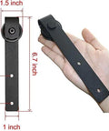 Hand holding 6.6FT Super Mini Sliding Barn Door Hardware Kit for Single Cabinet Doors, J shape hanger, dimensions shown