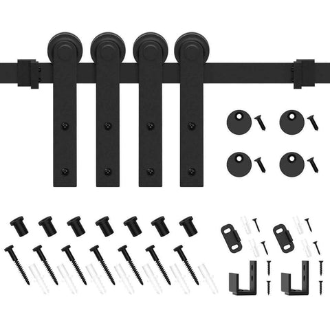 6FT Super Mini Barn Door Hardware Kit for Sliding Double Doors TV Stands and Wardrobe Cabinets with I Shape Hanger