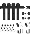 5FT Super Mini Barn Door Hardware Kit for Sliding Double Doors TV Stands and Wardrobe Cabinets with I Shape Hanger