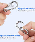 Hands holding a 24 Pack Mini M5 Spring Carabiner showing sturdy spring and longevity features.