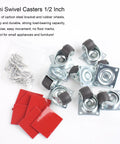 0.5 Inch Mini Caster Wheels Set Of 8 Low Profile Swivel Plate Casters With No Noise Rubber Wheels For Furniture Cabinets