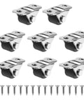 8 Pcs 1/2 Inch Mini Caster Wheels Low Profile Single Direction with Rubber Wheels Stainless Steel Plate Self Adhesive or Screw Mount for Furniture