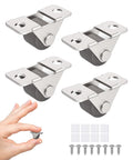 Mini Low Profile 0.5 Inch Caster Wheels Self Adhesive And Screw Mounted Rubber Casters Unidirectional Fixed Wheel For Small Appliances Furniture Organizers DIY Projects And Trays Brown 4 Pieces, hand holding mini wheel, screws, adhesive pads