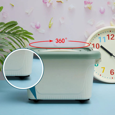 Side view of a storage box with eight pcs self adhesive mini caster wheels with 360 degree swivel and ball bearings for easy furniture moving projects storage boxes bins trash cans and home organization ideal for light duty movers in workshops garages and offices.