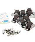 Mini Fixed Caster Wheels 0.5 inch low profile rubber set of 8 with adhesive plates and screws, ideal for furniture and toy carts