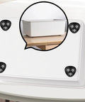 White storage bin with 12 Pcs Self Adhesive Mini Caster Wheels For Small Appliances And Furniture, 360 Degree Swivel Casters visible.