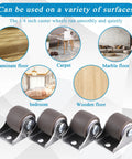 0.75 Inch Mini Rigid Caster Wheels Low Profile Set Of 4 Fixed Casters With Steel Top Plate Non Marking TPR Rubber For Furniture Cabinets Drawers Sliding Doors Trundle Beds Quiet Smooth Glide On Hardwood Floors