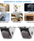 Sixteen Half Inch Mini Low Profile Casters With One Way Micro Wheels Self Adhesive Rubber Rollers for small furniture use