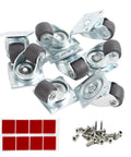 0.5 Inch Mini Caster Wheels Set Of 8 Low Profile Swivel Plate Casters With No Noise Rubber Wheels For Furniture Cabinets Small Appliances Storage Boxes Bins Easy Installation With Adhesive Strips Or Screws