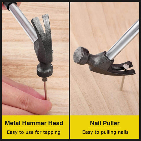 Mini Claw Hammer 5 Piece Set, 4 Oz Lightweight Hammer With Rubber Handle, Non Slip Shock Absorber, Metal Head and Nail Puller in use