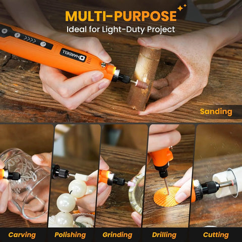 Mini Cordless Rotary Tool Kit 5 Speed USB Charge 69 Accessories For Sanding Polishing Drilling Engraving Resin Crafts in use