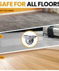 Mini Fixed Casters Set Of 4 With Rubber Wheels And Bearings 130 Lbs Capacity safe for carpet, tile, and wood floors.