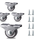 Mini Fixed Casters Set Of 4 With Rubber Wheels And Bearings 130 Lbs Capacity Quiet Smooth Rolling Heavy Duty Steel Frame Easy To Install