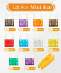 120 Piece Mini Fuse Kit for Cars and More Auto Fuse Set with 12 Of Each Rating From 2A to 35A Includes Fuse Puller