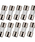 Go To Mini Glass Fuse Pack Of 10 With Fast Blow Action 3.6 By 10 Mm 2.5A 125V fuses for electronics DIY projects in storage case.